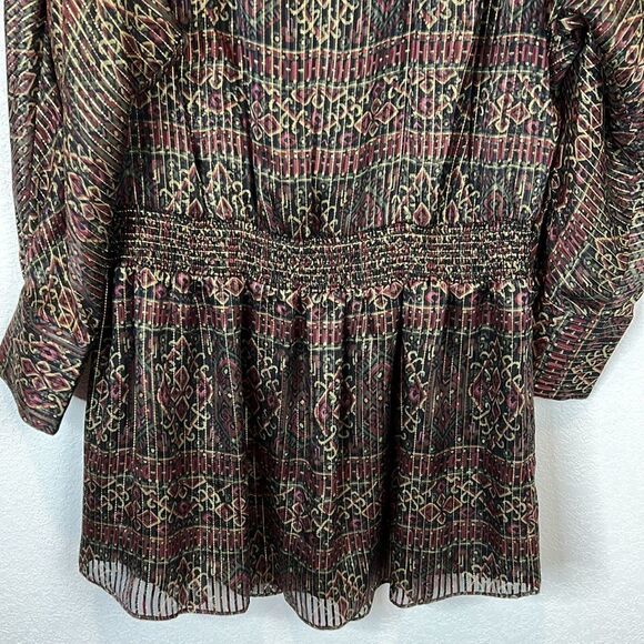 FRAME Party Paisley Metallic Silk Long Sleeve Minidress Large - Picture 4 of 16
